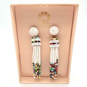 C&C California Glass Beaded Dangle earrings NWT
